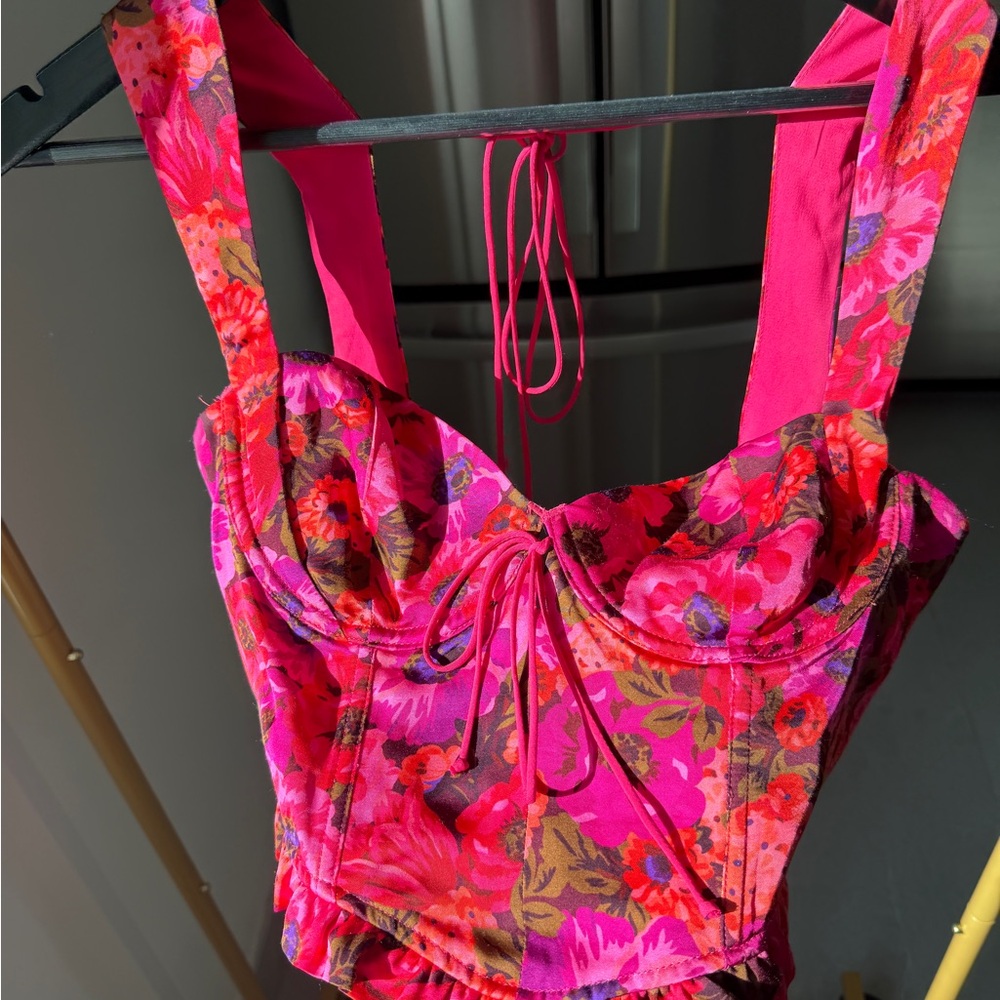 For Love And Lemons Floral Pink Corset Top - Picture 4 of 8